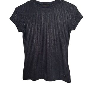 Ted Baker Shimmering Ribbed Black Short Sleeve Tee